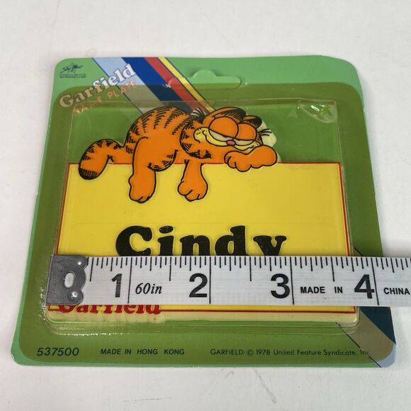 NEW Vintage Garfield Name Plate Cindy 1978 RARE, Sealed, Yellow - Picture 5 of 6